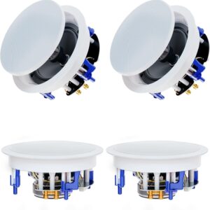 Herdio 6.5” 640Watts 2-Way Bluetooth Ceiling Speakers Package Great for Home Theater System, Living Room,Office,Flush Mount Wired(4 Speakers)