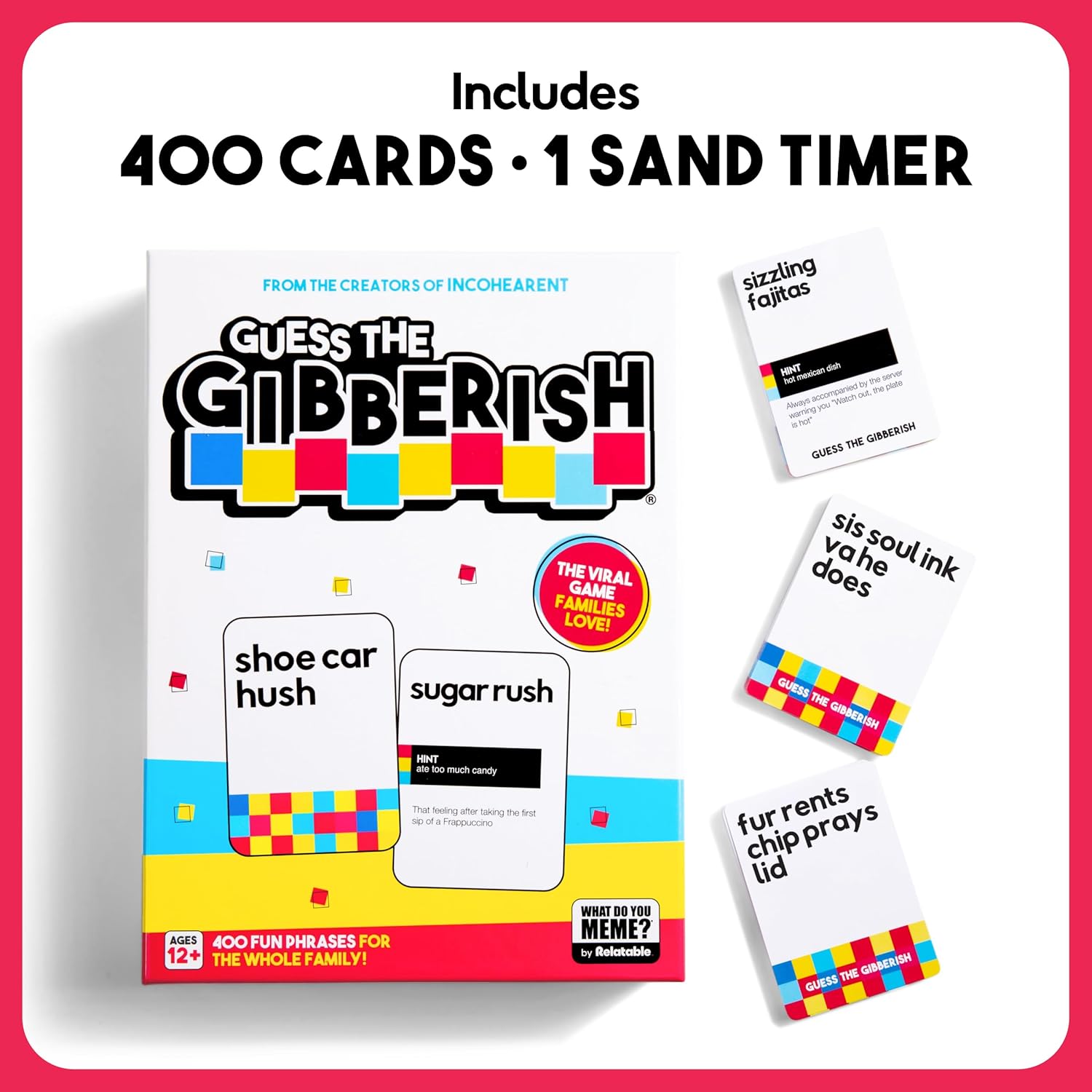 Guess The Gibberish Card Game for Families by Relatable, From The Creators of Incohereant, Fun Kids Games for Kids 12+, Game Night With Friends, Includes 400 Cards, Instructions, and 1 Sand Timer - Image 5