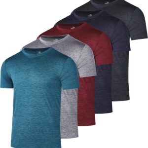 Real Essentials 5 Pack: Youth Dry-Fit Wicking Active Athletic Performance Short Sleeve T-Shirt Boys & Girls Shirts