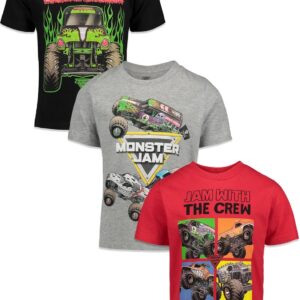 Monster Jam 3 Pack T-Shirts Toddler to Big Kid Grave Digger El Toro Loco Monster Mutt