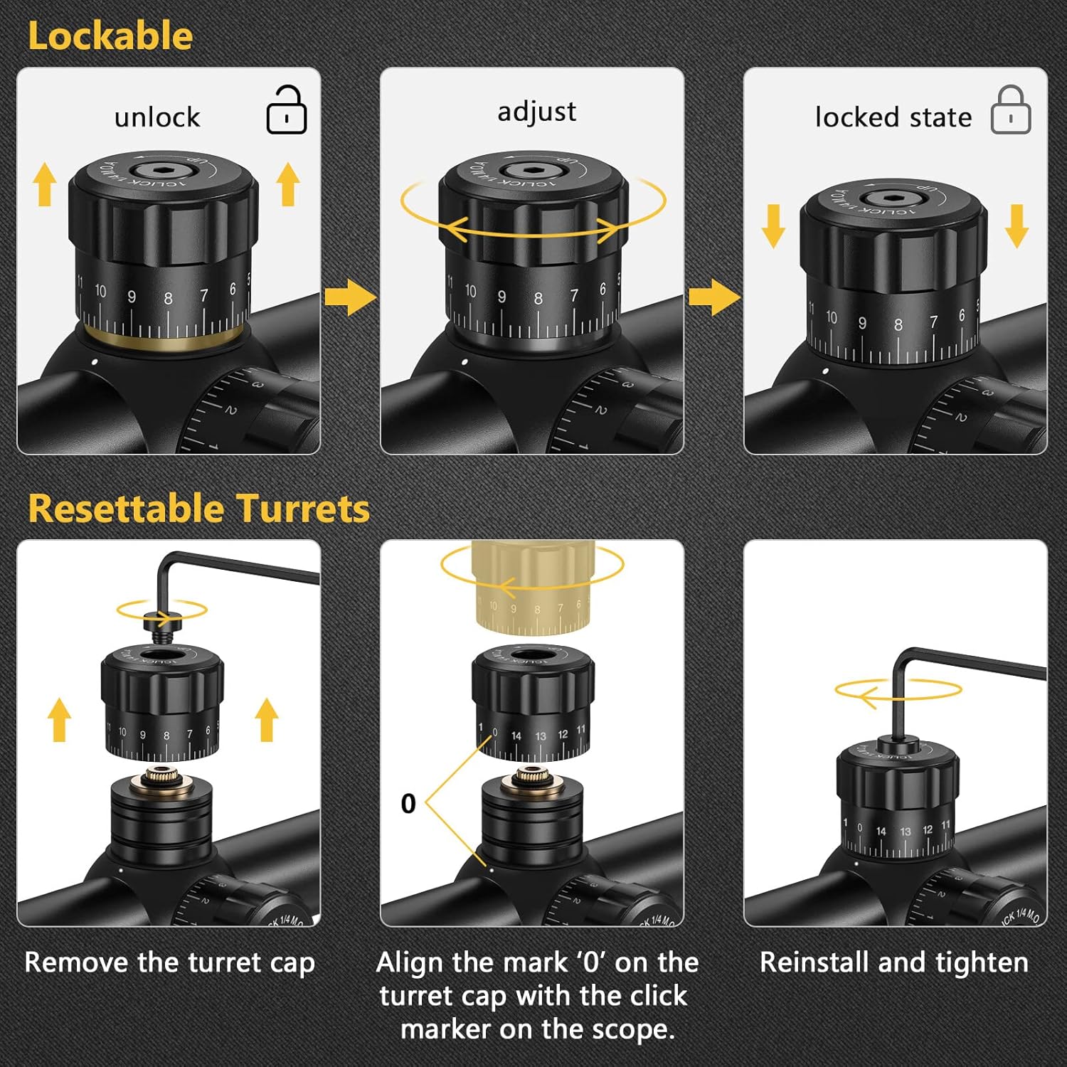 CVLIFE 4-16x44 AO Rifle Scope Red and Green Illuminated Scope with Locking Turret Sunshade and Mount Included - Image 5