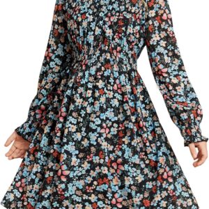 GRACE KARIN Girls’ Spring Long Sleeve Dresses Kids Floral Winter Formal Dress Girl Casual Fancy Midi Clothes Size 6-14