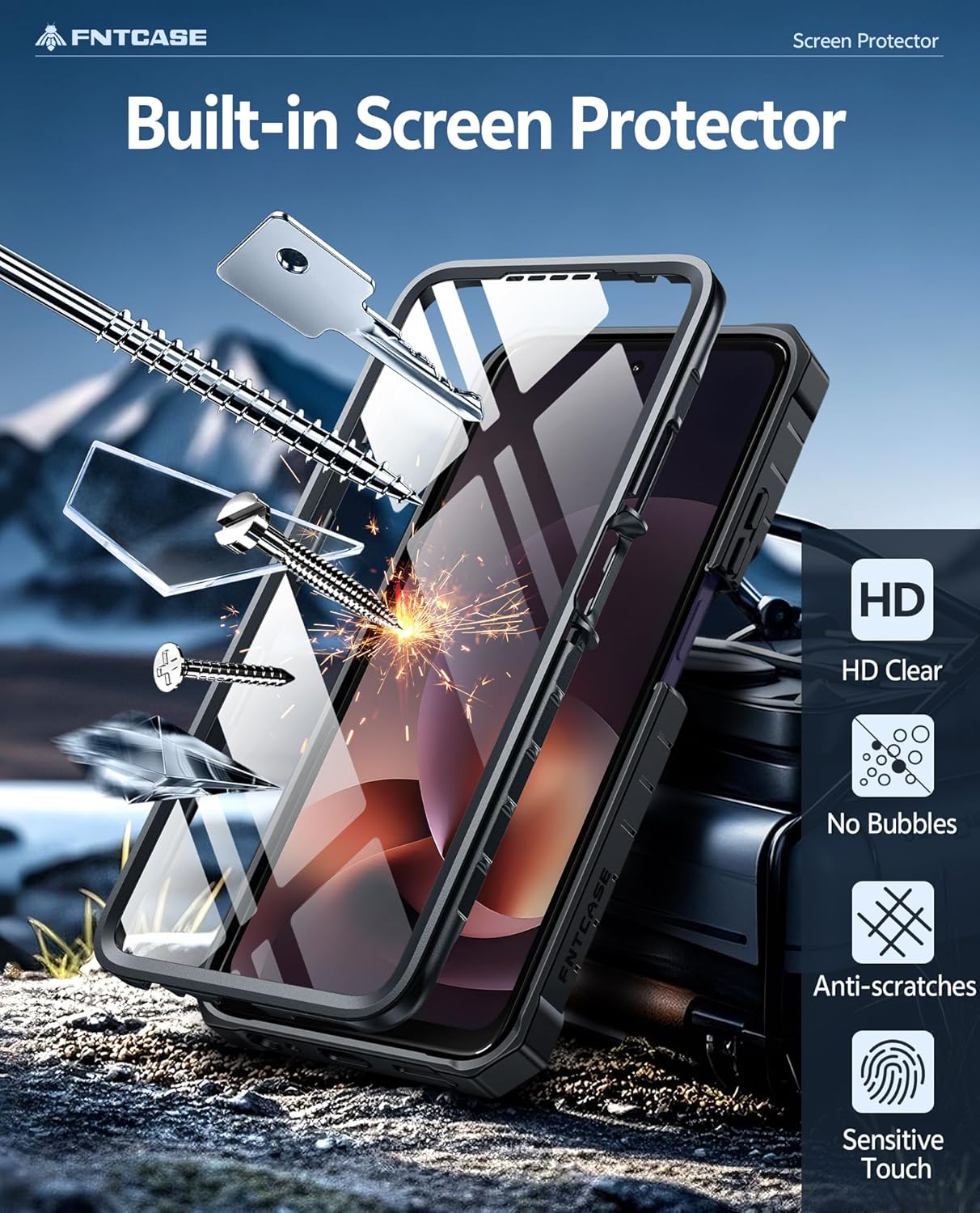 FNTCASE for Motorola Moto G-Power-5G-2026 Case: for Moto G Power 5G 2025 Case with Kickstand | Built-in Screen Protector Military Grade Drop Proof Protection Rugged Shockproof Protective Sturdy Black - Image 5