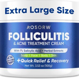 Folliculitis & Acne Treatment Cream – Salicylic Acid & Herbal Extracts for Scalp, Face, Body & Back – Soothes Irritated Skin, Redness & Itch Relief – 100g (Pack of 1)
