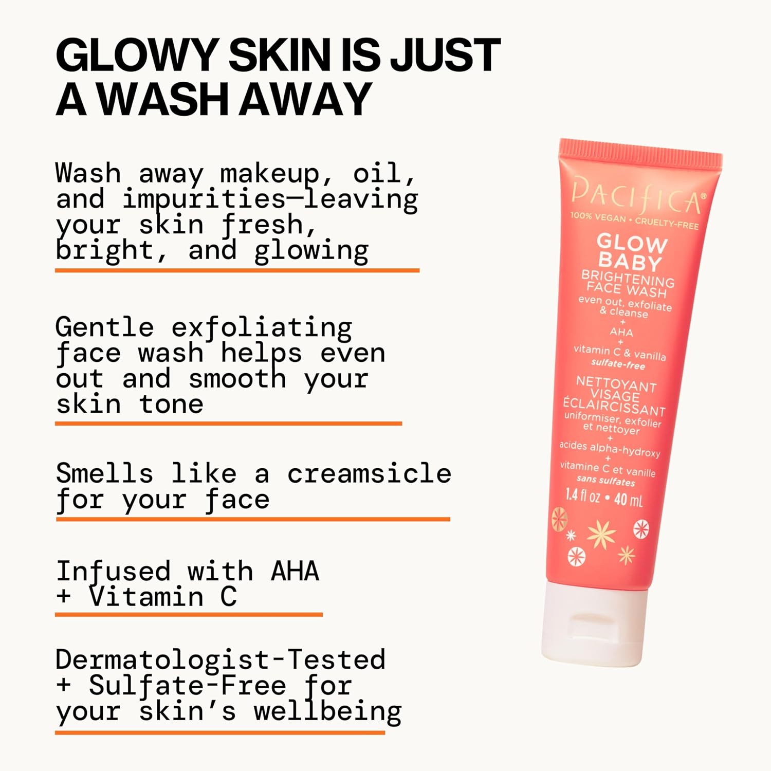 Pacifica Beauty | Glow Baby Vitamin C Trial + Value Kit | 3-Piece Skin Care Gift Set | Travel Friendly | Brightening Face Serum, Face Wash/Cleanser, Under Eye Patches | Glycolic Acid, AHA | Vegan - Image 6