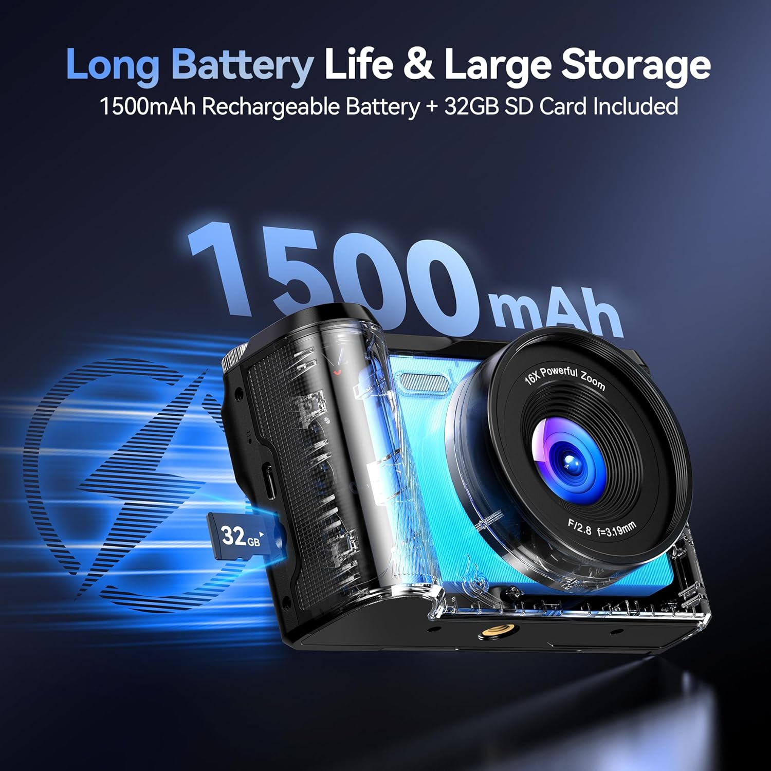 Digital Camera 4K for Photography Vlogging: 56MP Cameras with Mode Dial for Video - 16X Zoom Photo Camera Gifts for Teens Ages 8-16 - 180°Flip Screen Compact Cámara - Point and Shoot Digital Cameras - Image 6