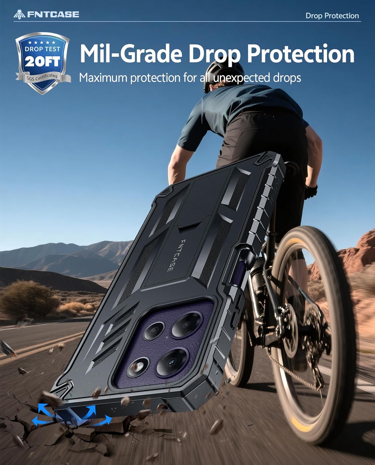 FNTCASE for Motorola Moto G-Power-5G-2026 Case: for Moto G Power 5G 2025 Case with Kickstand | Built-in Screen Protector Military Grade Drop Proof Protection Rugged Shockproof Protective Sturdy Black - Image 6