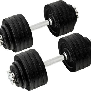 Yes4All Old School Adjustable Dumbbell Set with Weight Plates, Star Lock Collars/Connector, 40lbs to 200lbs Adjustable Weight Plates Set