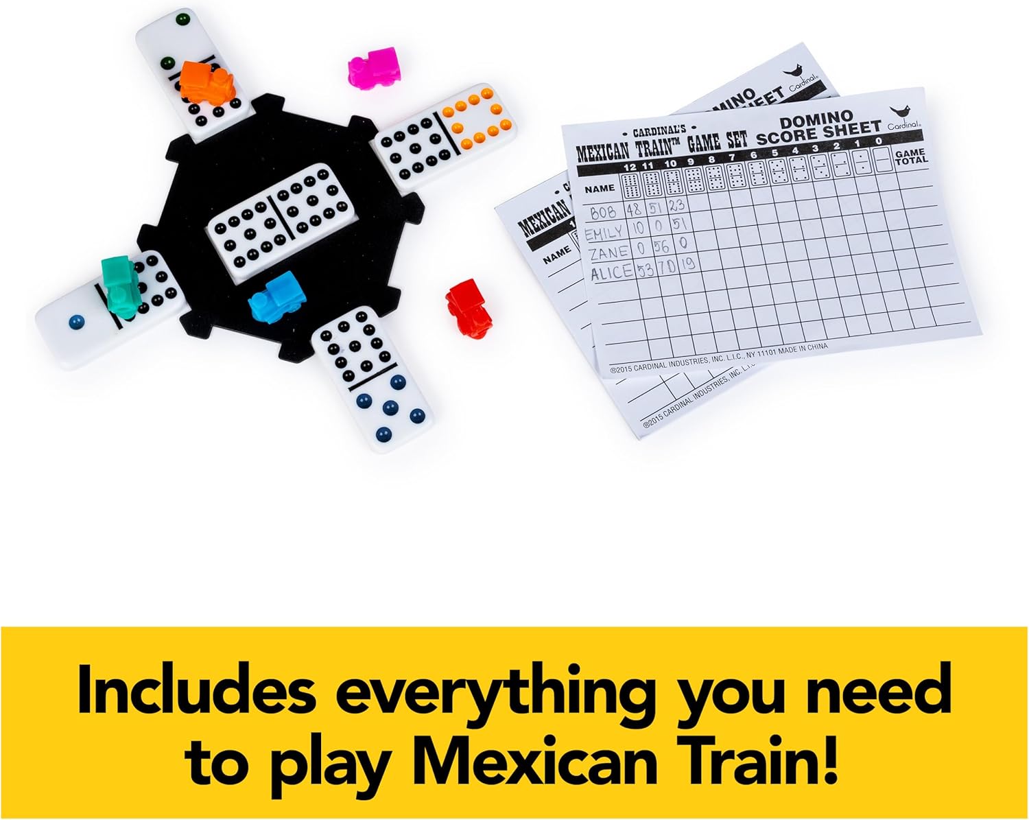 Spin Master Games, Mexican Train Dominoes Set in Aluminum Carry Case, Includes Colorful Trains for Fun-Filled Family Game Night, for Kids & Family, 2-8 Players, for Ages 8 & Up - Image 4