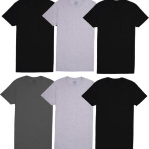 Fruit of The Loom Mens Pocket Tee Undershirts, Moisture Wicking & Tag Free, Short Sleeve Pocket T-Shirts