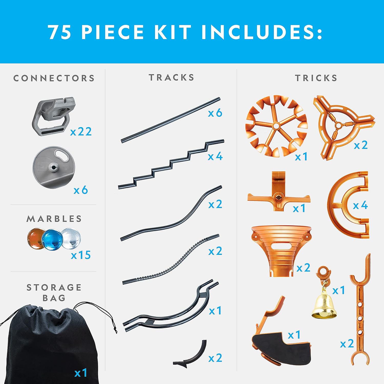 National Geographic Magnetic Marble Run - 75-Piece STEM Building Set for Kids & Adults with Magnetic Track & Trick Pieces & Marbles for Building A Marble Maze, STEM Project - Image 5