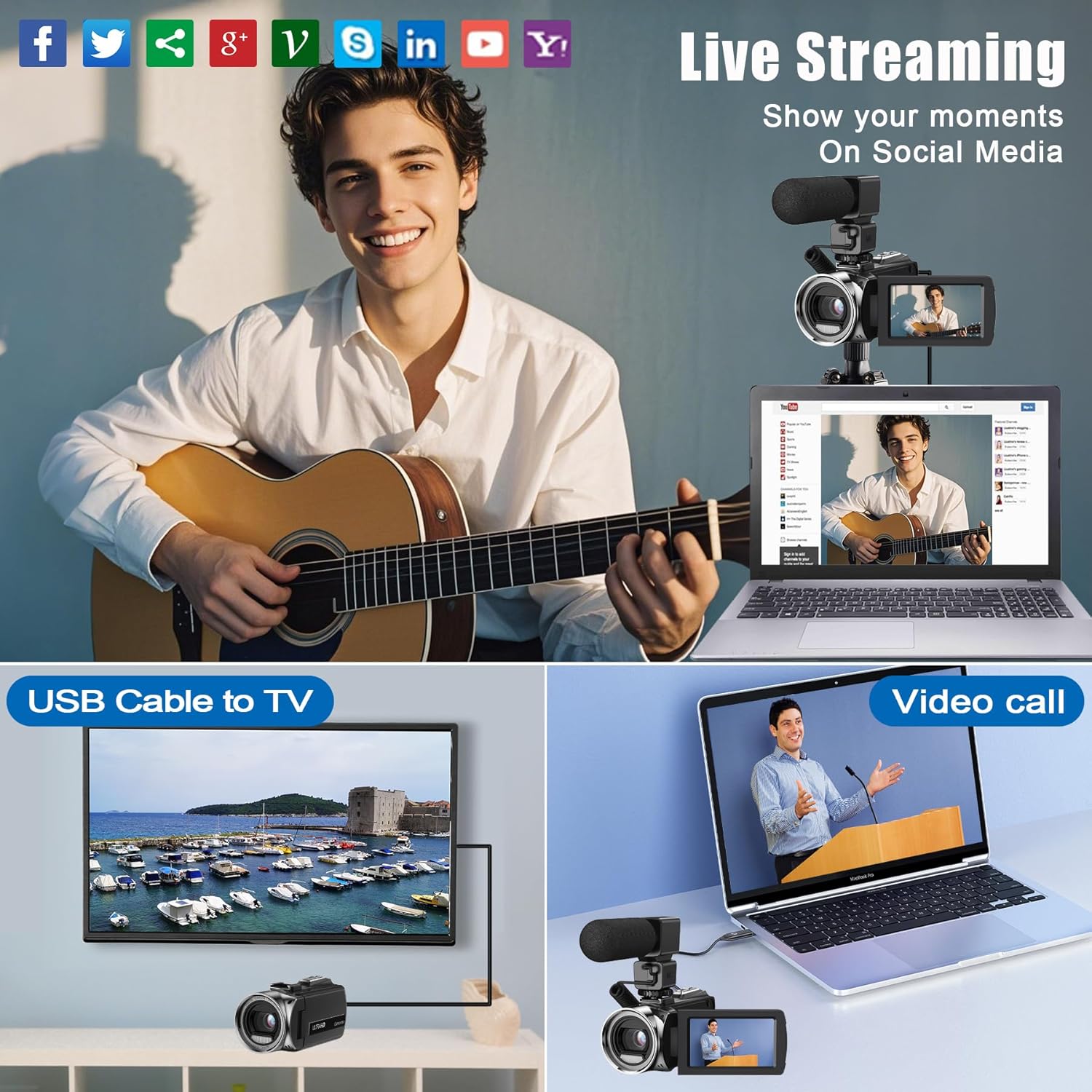 Video Camera Camcorder FHD 1080P 36MP YouTube Vlogging Camera Recorder 3.0 Inch 270 Degree Rotation Screen 18X Digital Zoom Camcorders with Microphone,32GB SD Card and 2 Batteries - Image 3