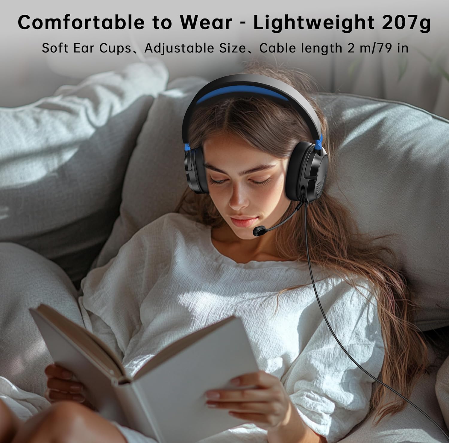 Gaming Headset for PS5、PS5Pro、PS4、Xbox Series X、Xbox Series S/One、PC 207g Headset with Clear Mic for Work 𝟐𝟎𝟐𝟔 𝐔𝐩𝐠𝐫𝐚𝐝𝐞 Wired Gaming Headphones with Mic、3.5mm Splitter、79in Cable.Gamer Gifts - Image 4