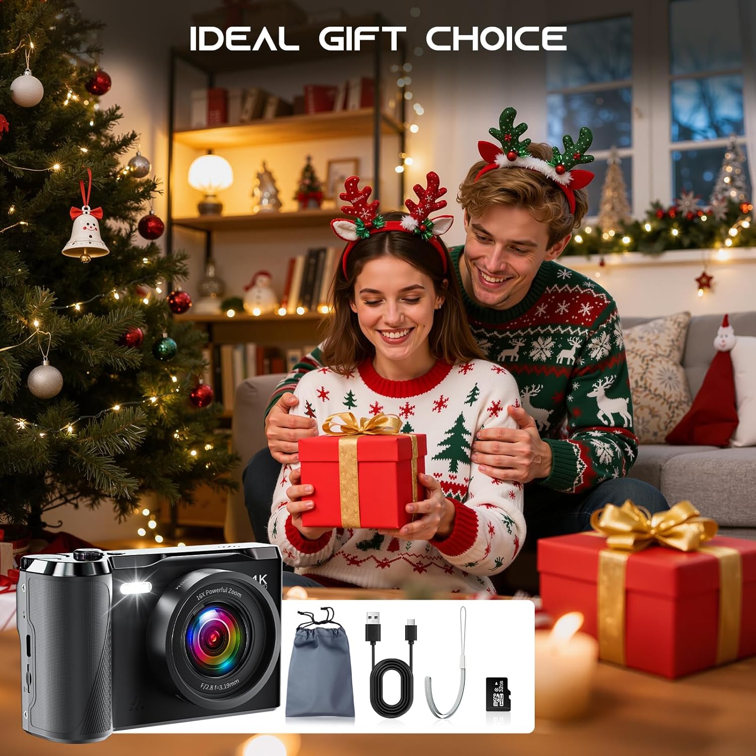 JDZ 4K Digital Camera for Photography and Video, 56MP Autofocus Vlogging Camera for YouTube, 3'' 180° Flip Screen, 16X Zoom, Flash, Compact Travel Camera with 32GB Card for Beginners - Image 9