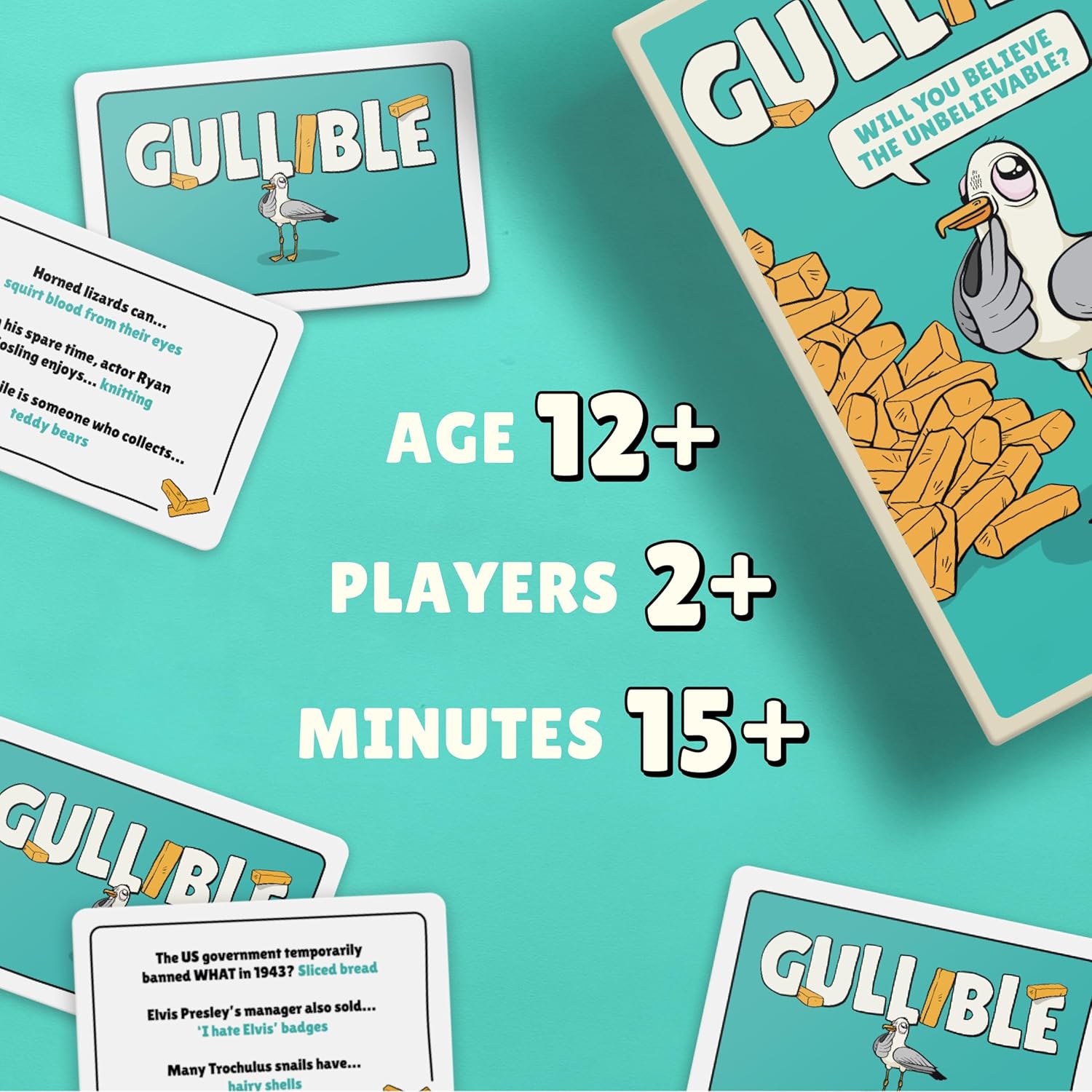 Gullible: The Hilarious Team Game of Creativity, Bluffing and Astonishing Facts. Will You Fool Your Family and Friends or Believe The Unbelievable? (Gullible - Same Game, Smaller Box) (New Edition) - Image 2