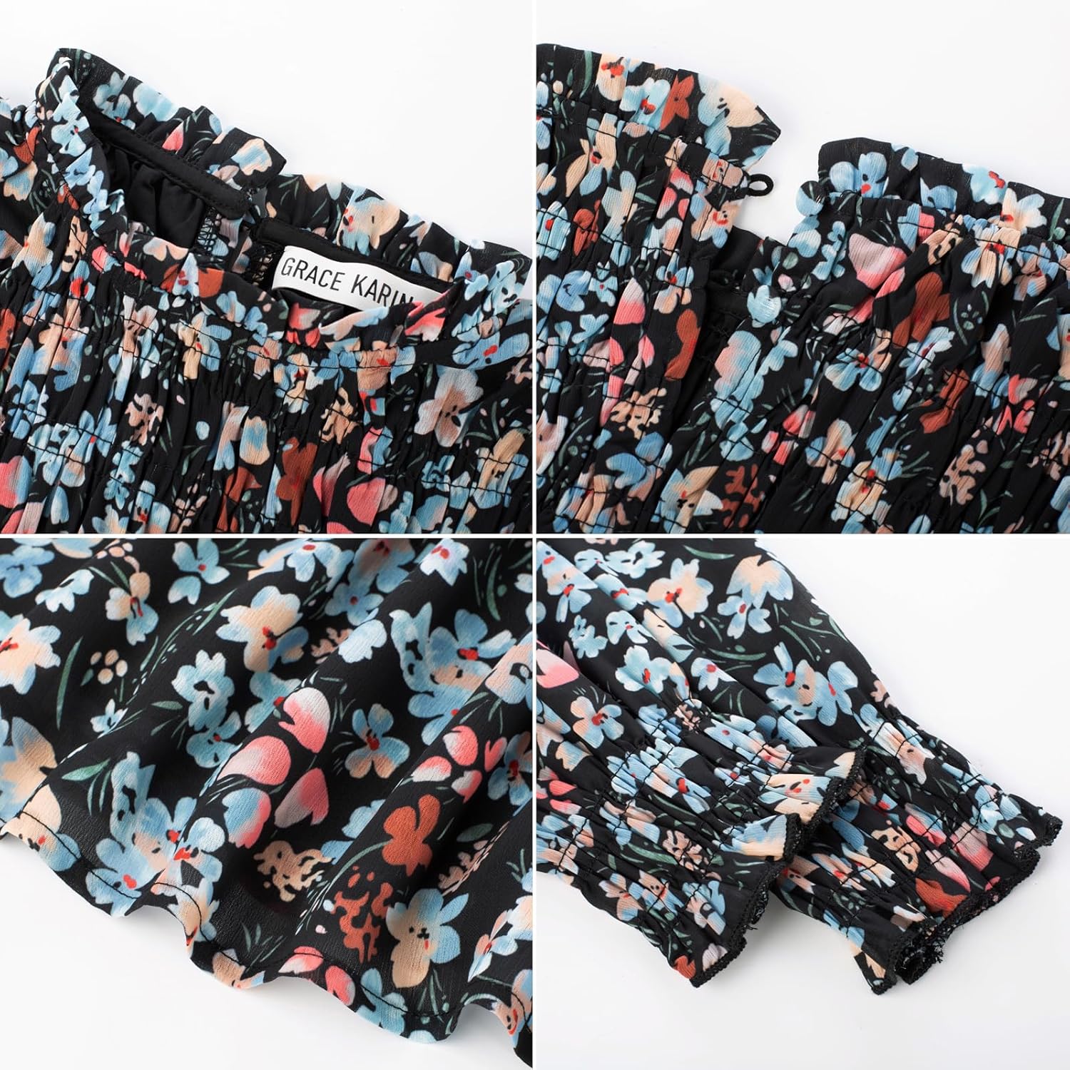 GRACE KARIN Girls' Spring Long Sleeve Dresses Kids Floral Winter Formal Dress Girl Casual Fancy Midi Clothes Size 6-14 - Image 6