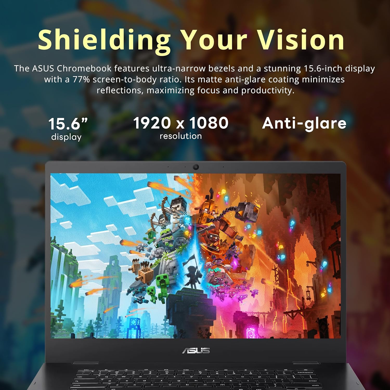 ASUS CX1500CNA Chromebook 15.6" HD Laptop, Intel Celeron N3350 Processor, 4GB RAM, 64GB eMMC Flash Memory, Intel HD Graphics, HD Webcam, Stereo Speakers, Chrome OS, Black, (renewed) - Image 3