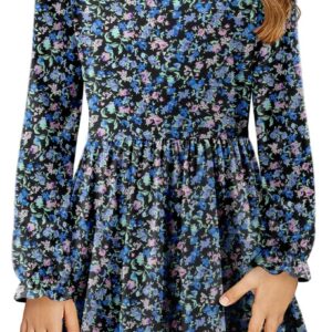 Yoklass Girls Long Sleeve Dress Casual A Line Ruffle Twirly Skater Dresses 4-13 Years