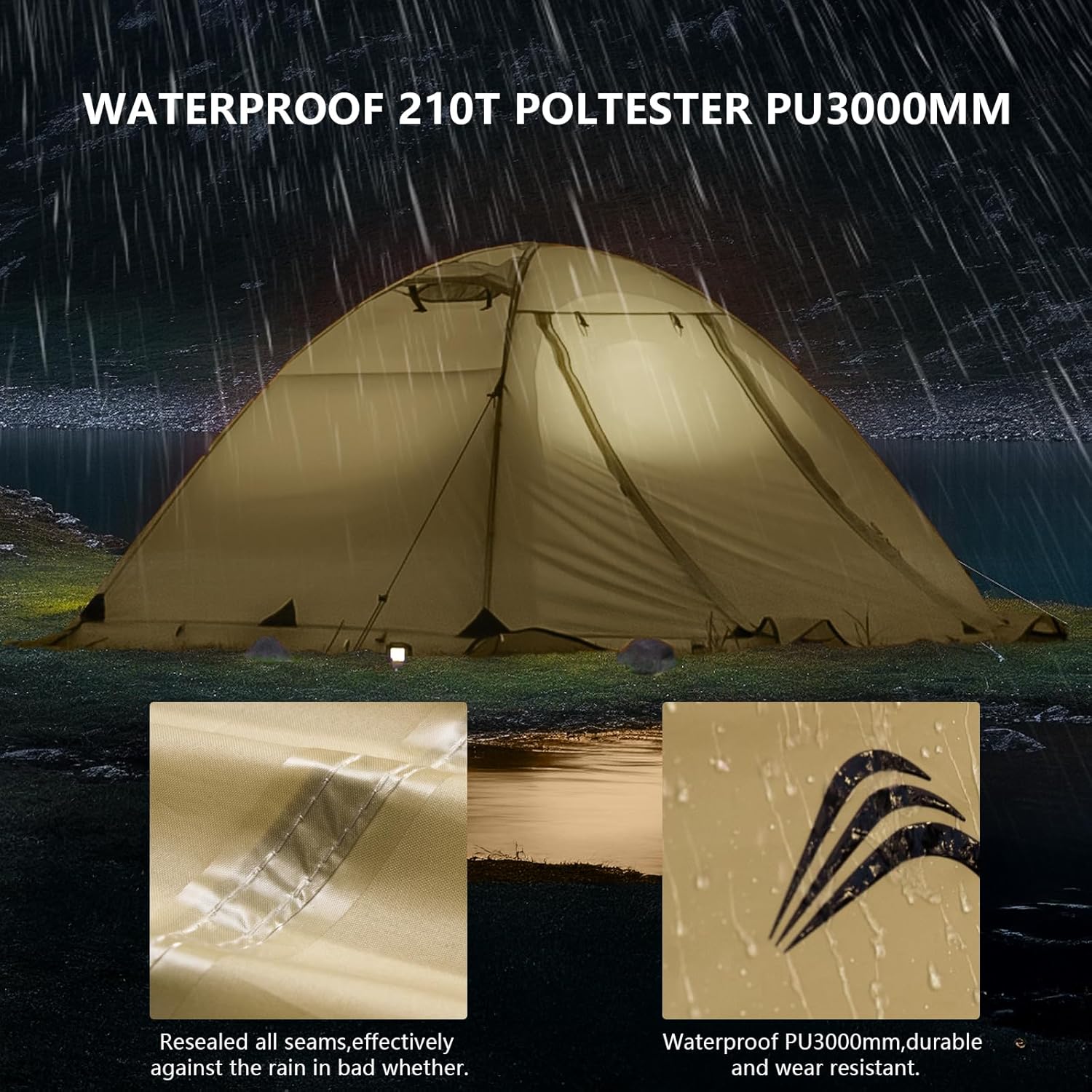 BISINNA 4 Season Tent for Backpacking Winter Tents 2 Person Lightweight Cold Weather Tents Waterproof Double Layer All Season Tent Aluminum Alloy Poles Easy Set Up for Camping, Hiking, Outdoor - Image 4