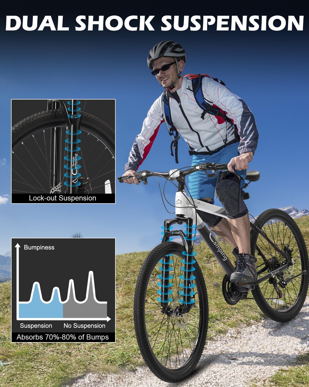 26/27.5" Mountain Bike 21 Speed Men's Mountain Bike with Lightweight Aluminum Frame, Powerful Dual Disc Brake, Precision 21 Speed Shifting, Men's Bicycle for Commuter & Travel - Image 5