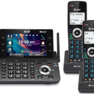 AT&T 4-Handset DECT 6.0 Cordless Home and Business Phone with Answering Machine, 5″ Color Display, One-Touch Shortcut, Conference, Intercom, Smart Call Blocker, Bluetooth Connect to Cell: DLP73490