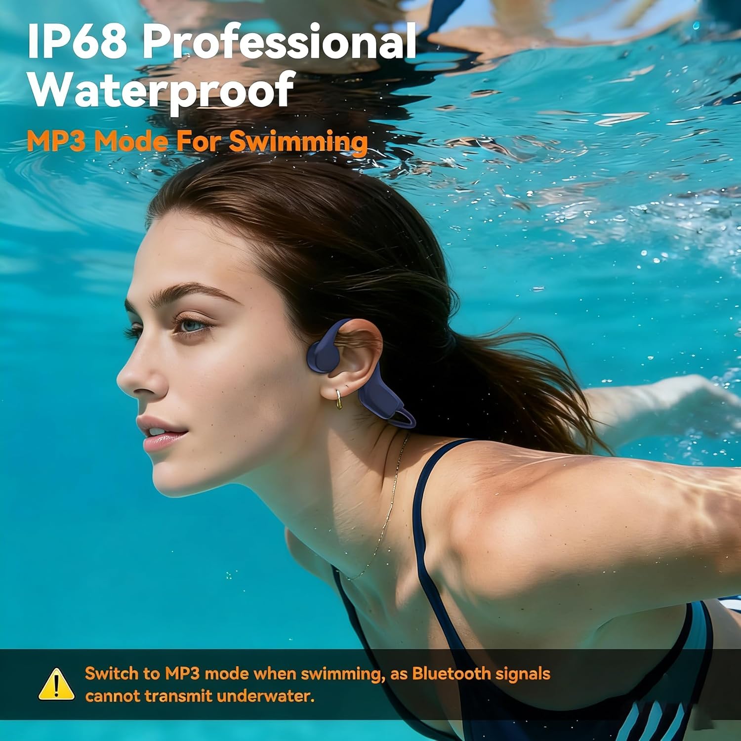2026 Upgrade Bone Conduction Headphones-SwimBeats, IP68 Waterproof Swimming Headphones| 32GB Storage| BT 6.0| 28g Lightweight| 8H Battery, Open-Ear Headphones for Swimming, Running, Cycling(Indigo) - Image 2