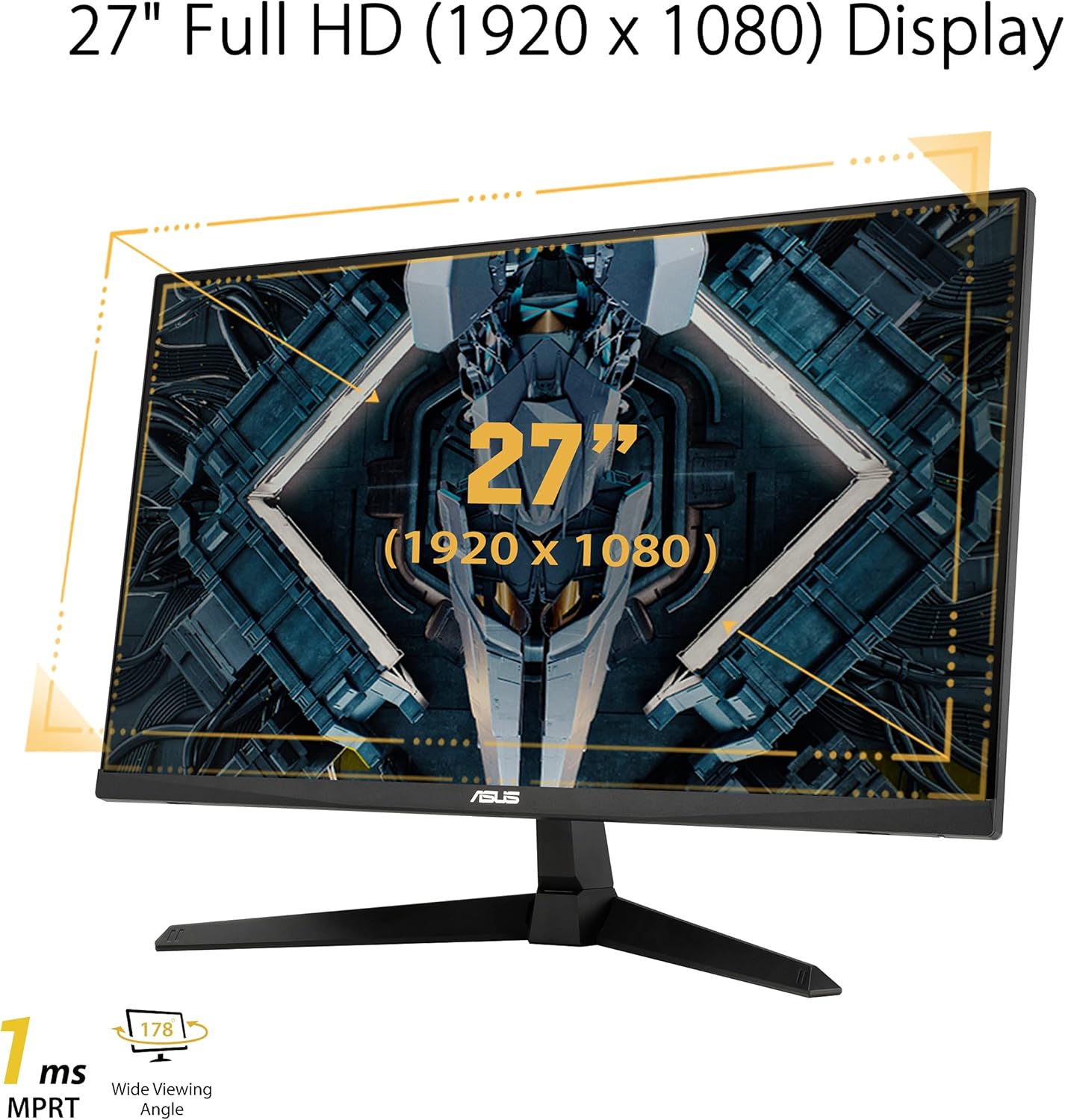 ASUS TUF Gaming 27 Inch Gaming Monitor - Full HD, 1080P, 165Hz (Supports 144Hz), 1ms, Extreme Low Motion Blur, FreeSync Premium, Shadow Boost, Eye Care, HDMI, DisplayPort, Tilt Adjustable - VG277Q1A - Image 2