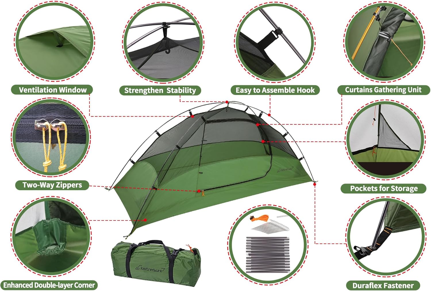 Clostnature Lightweight Tent for Backpacking - 1/2/3/4 Person Ultralight Backpacking Tent, Waterproof Easy Setup Camping Tent, Hiking Tent for Outdoor, Hiking and Mountaineering - Image 8