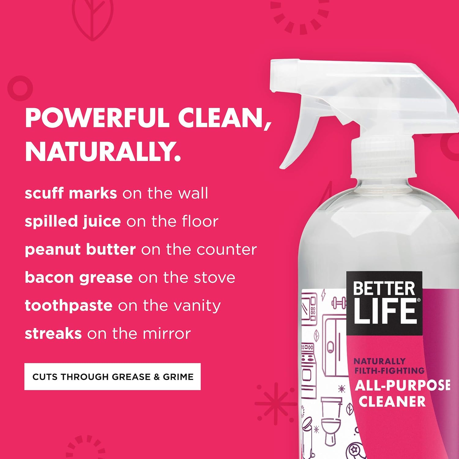 Better Life All Purpose Cleaner - Multipurpose Home and Kitchen Cleaning Spray for Glass, Countertops, Appliances, Upholstery- Multi-surface Spray Cleaner - Currant and Citrus, 32oz (Pack of 2) - Image 3