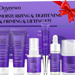 Skin Care Set,6Pcs Professional Womens Teens Tighten Lift Firm Skincare,Hydrate Anti-Aging Facial Routine Kit Travel Gift Set,Birthday Christmas Secret Santa Gifts for Women Teenage Girl Wife Mom