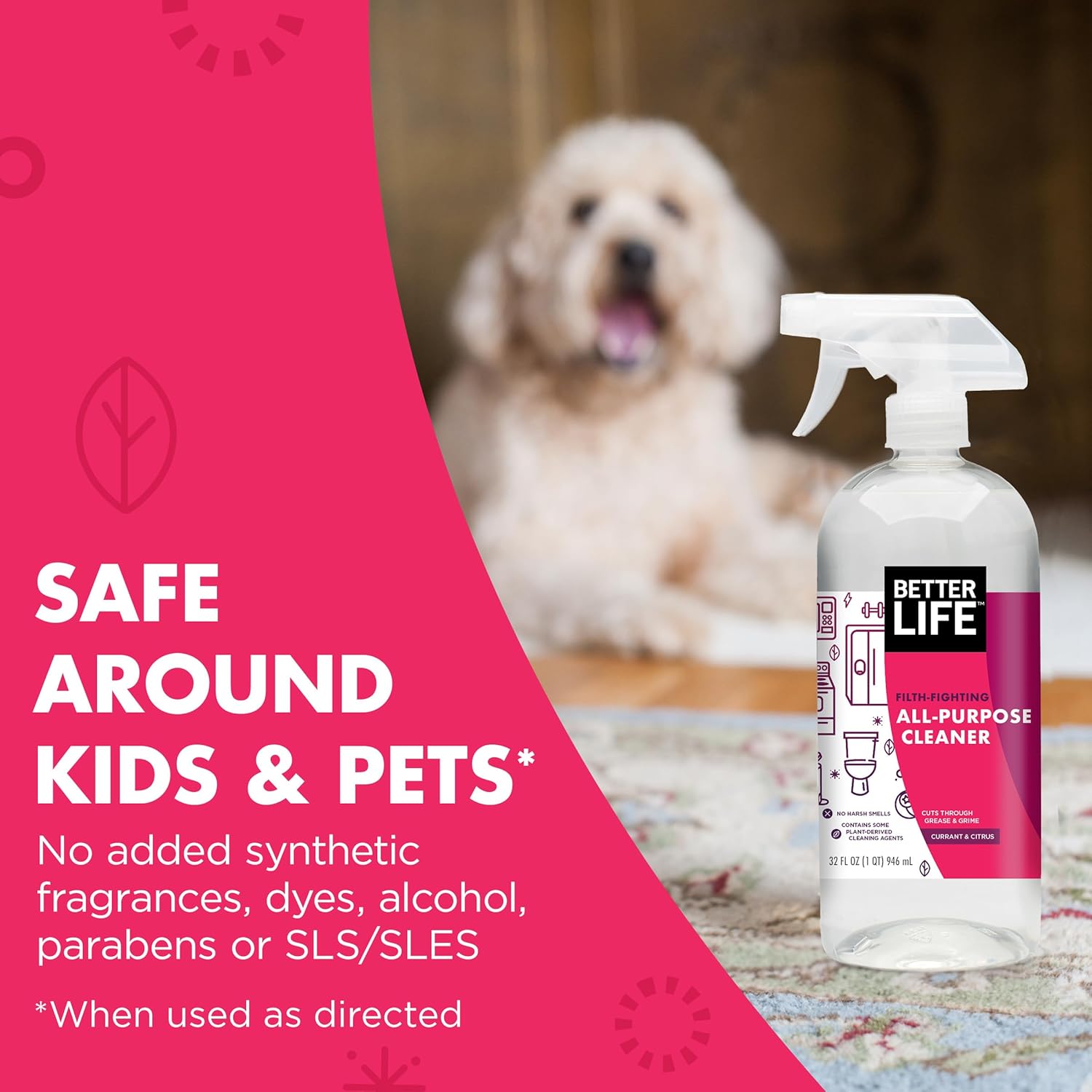 Better Life All Purpose Cleaner - Multipurpose Home and Kitchen Cleaning Spray for Glass, Countertops, Appliances, Upholstery- Multi-surface Spray Cleaner - Currant and Citrus, 32oz (Pack of 2) - Image 7