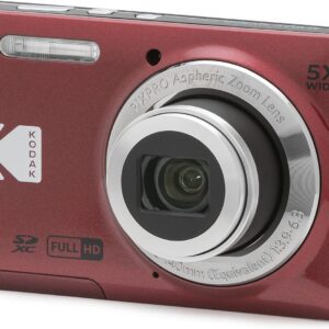 Kodak PIXPRO FZ55-RD 16MP Digital Camera 5X Optical Zoom 28mm Wide Angle 1080P Full HD Video 2.7″ LCD Vlogging Camera (Red) Packaging May Vary