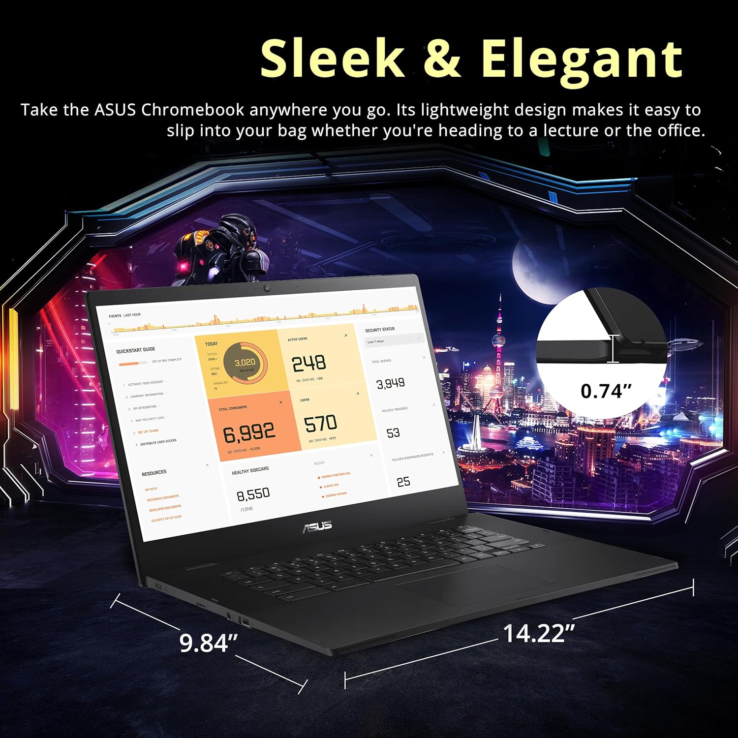 ASUS CX1500CNA Chromebook 15.6" HD Laptop, Intel Celeron N3350 Processor, 4GB RAM, 64GB eMMC Flash Memory, Intel HD Graphics, HD Webcam, Stereo Speakers, Chrome OS, Black, (renewed) - Image 8