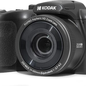 Kodak PIXPRO AZ255-BK 16MP Digital Camera 25X Optical Zoom 24mm Wide Angle Lens Optical Image Stabilization 1080P Full HD Video 3″ LCD Vlogging Camera (Black)