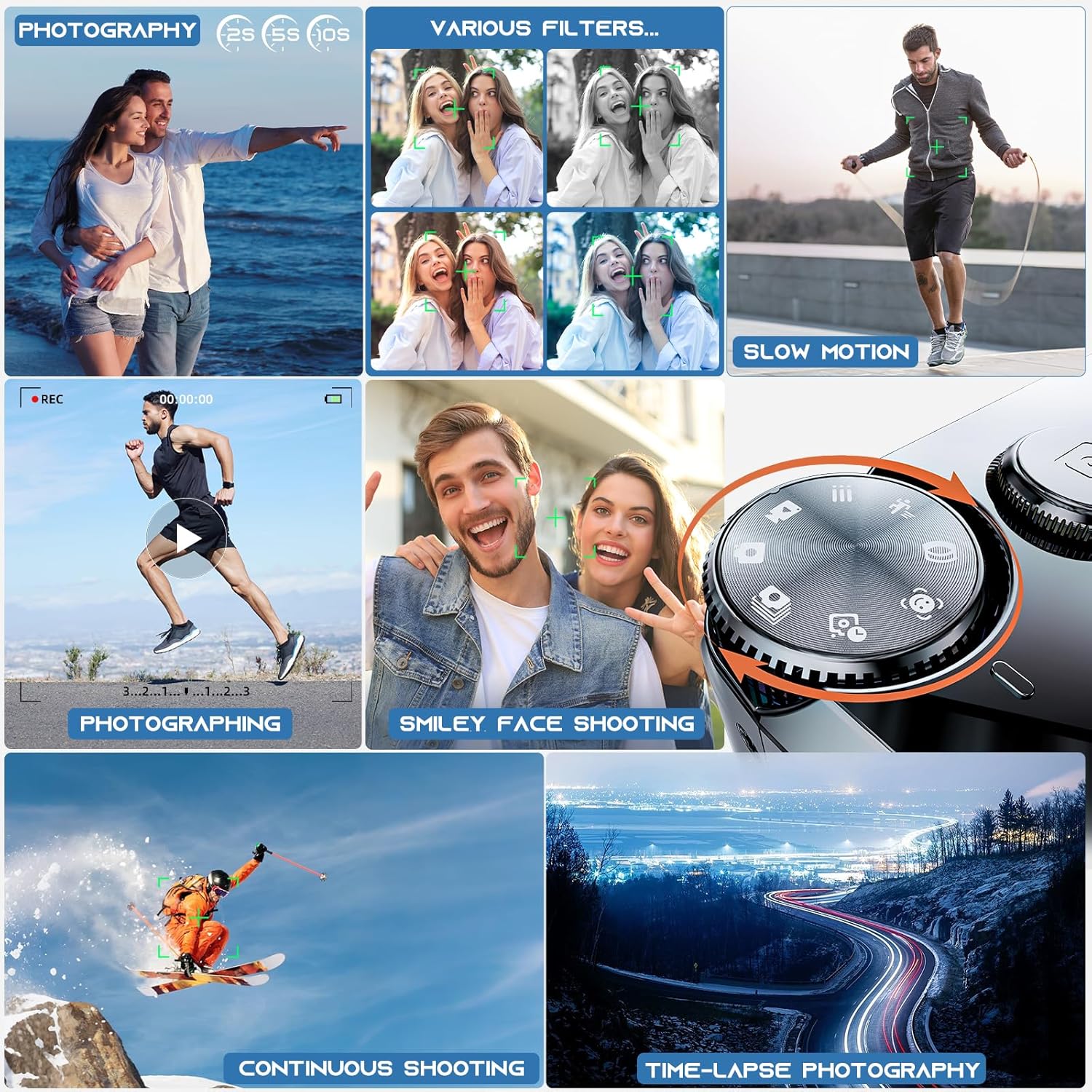 JDZ 4K Digital Camera for Photography and Video, 56MP Autofocus Vlogging Camera for YouTube, 3'' 180° Flip Screen, 16X Zoom, Flash, Compact Travel Camera with 32GB Card for Beginners - Image 6