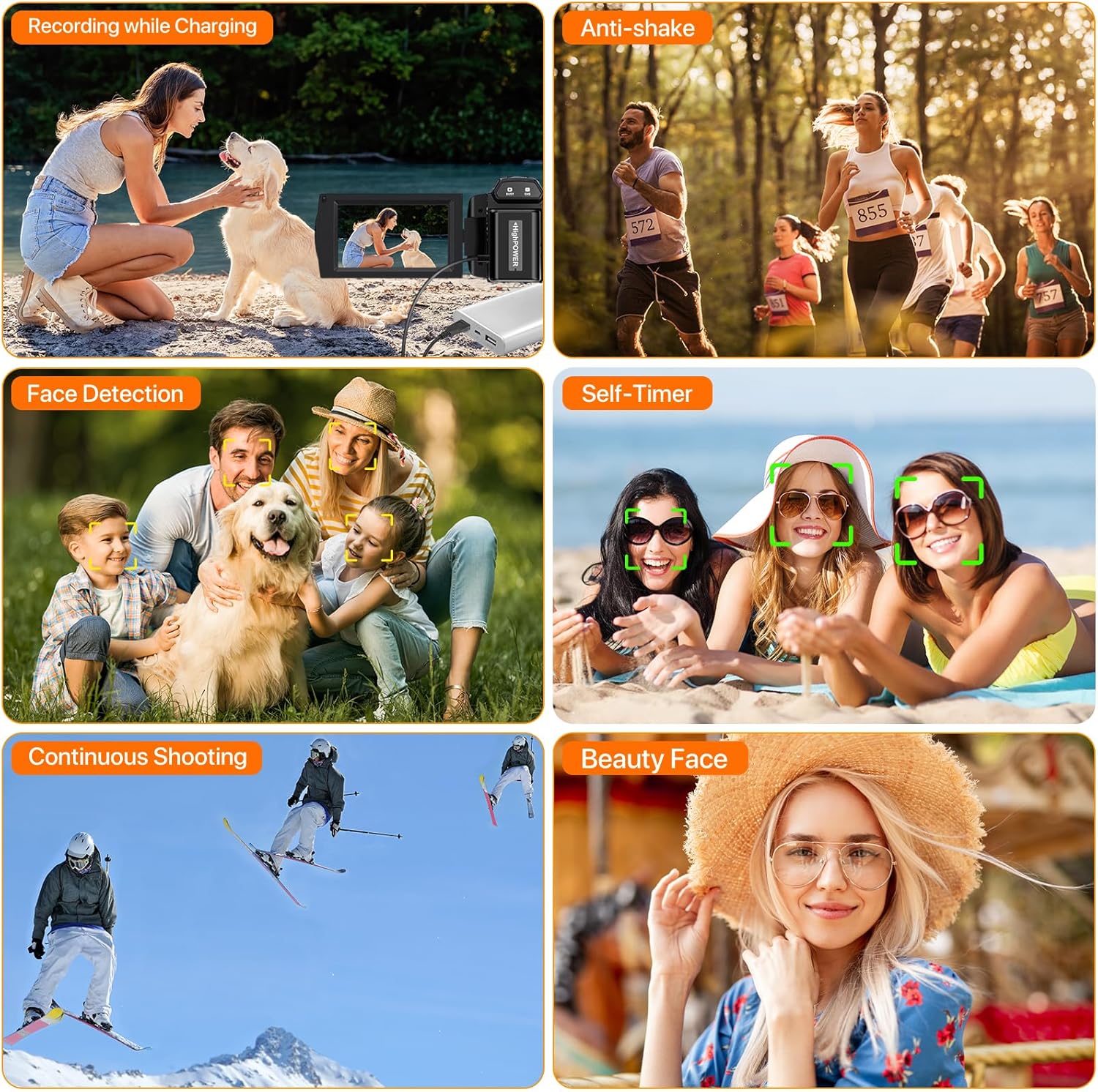 Video Camera, 5K Camcorder UHD 48MP WiFi Vlogging Camera for YouTube IR Night Vision Anti-Shake 16X Digital Zoom 3” Touch Screen Camera with Microphone,Handheld Stabilizer,Lens Hood,Remote,2 Batteries - Image 7