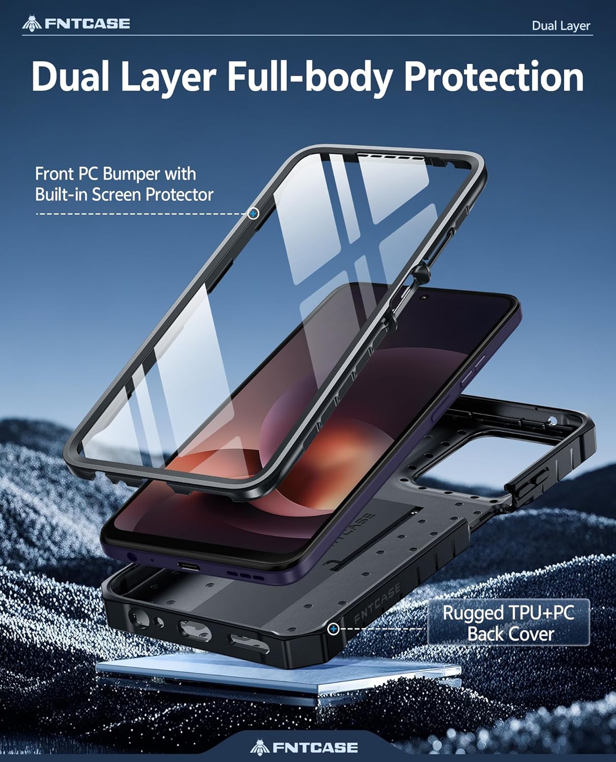 FNTCASE for Motorola Moto G-Power-5G-2026 Case: for Moto G Power 5G 2025 Case with Kickstand | Built-in Screen Protector Military Grade Drop Proof Protection Rugged Shockproof Protective Sturdy Black - Image 3