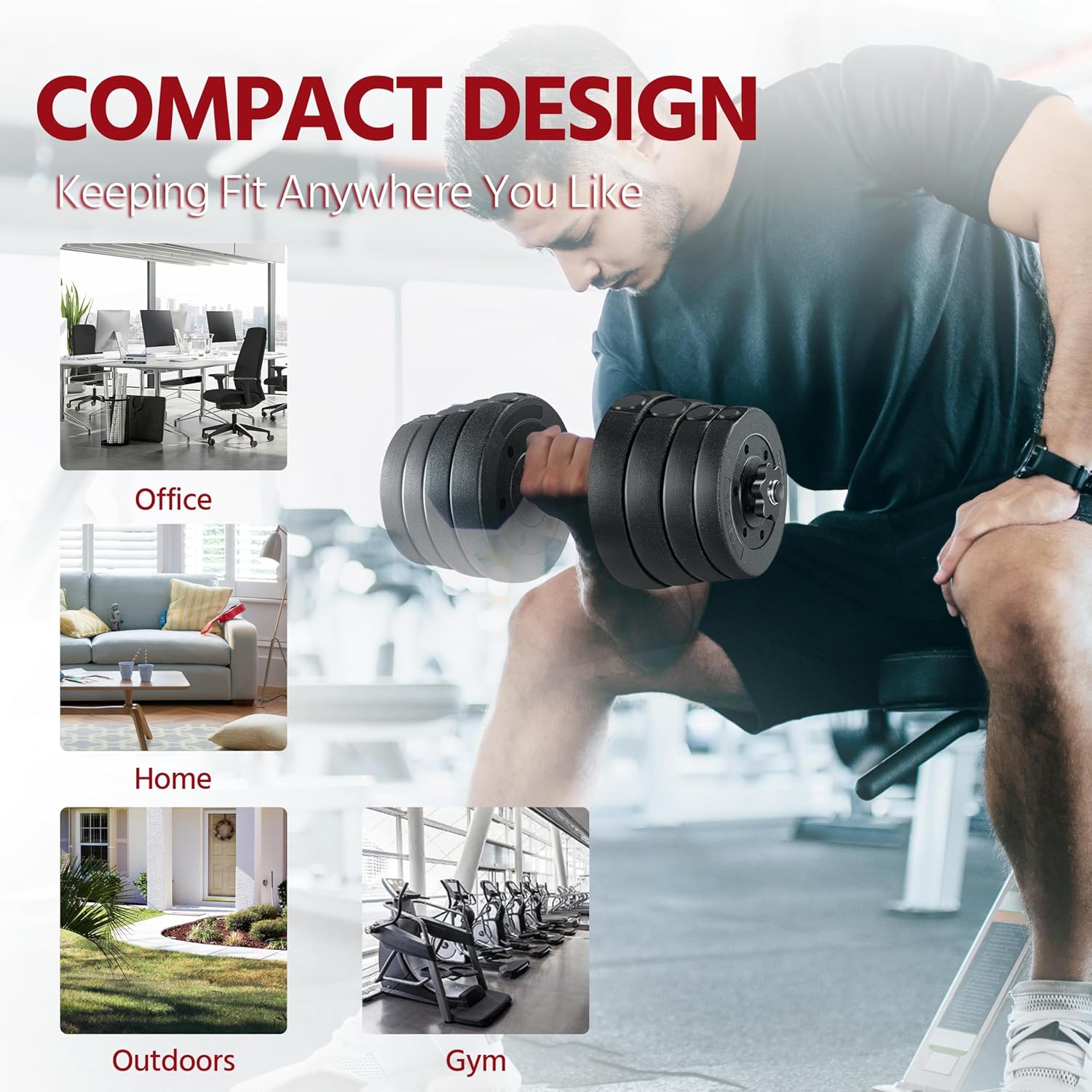 Yaheetech Adjustable Dumbbells Weight Set Dumbbell Weights Exercise & Fitness Equipment w/ 4 Spinlock Collars for Women & Men Home Gym Strength Training - Image 8