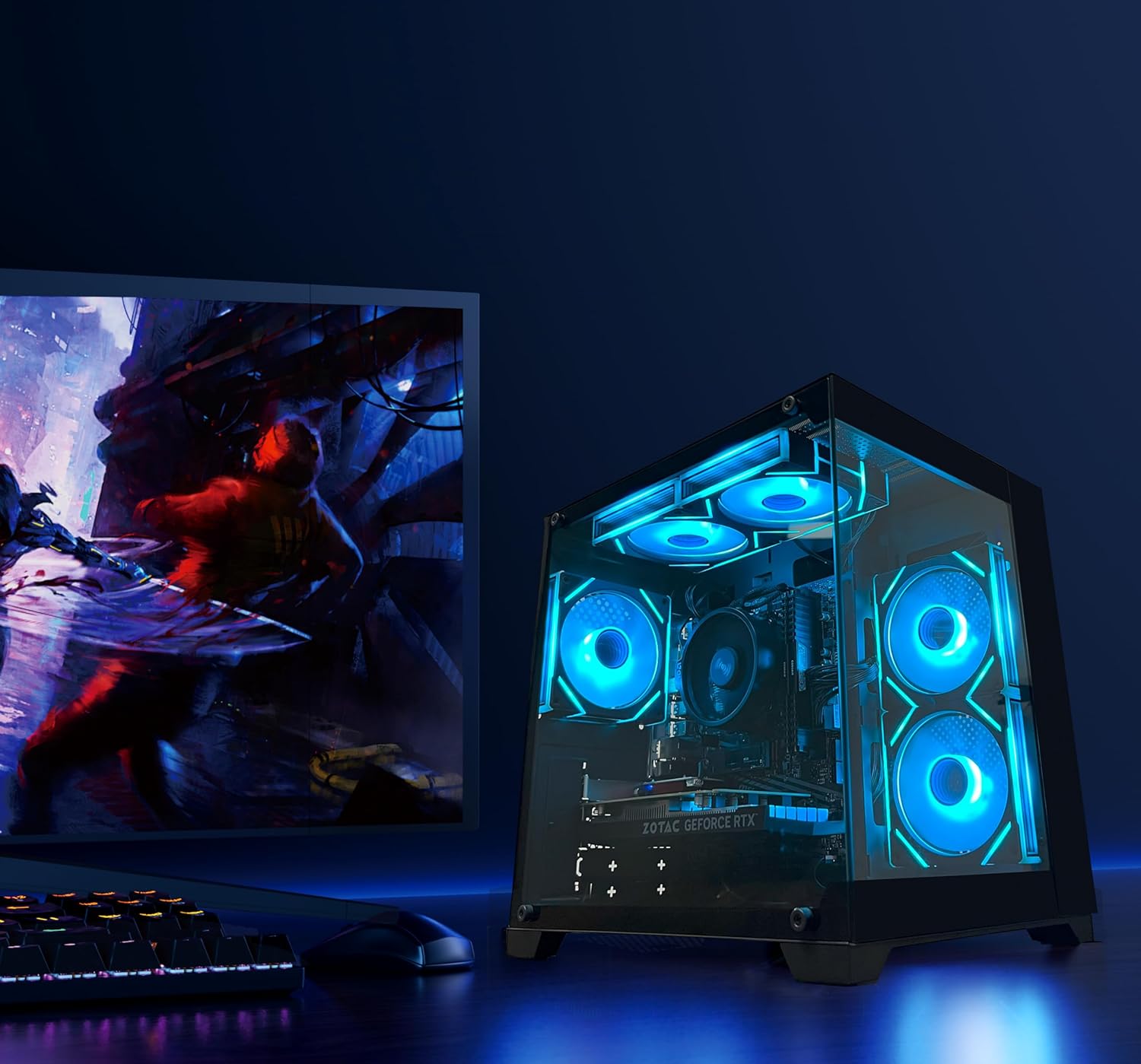 Gaming Desktop Computer PC,AMD Ryzen 5 5600,RTX3050 6GB,32GB RAM and 1TB M.2 NVMe PCle,ARGB Fan,WiFi,Game Design Office Console,Sea View Room,Prebuilt Gaming PC Tower - Image 2