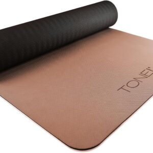 TONE Fitness Yoga Mat 1/4″ Thick Non Slip Exercise & Pilates Mat for Home Workouts with Carrying Strap | Multiple Options