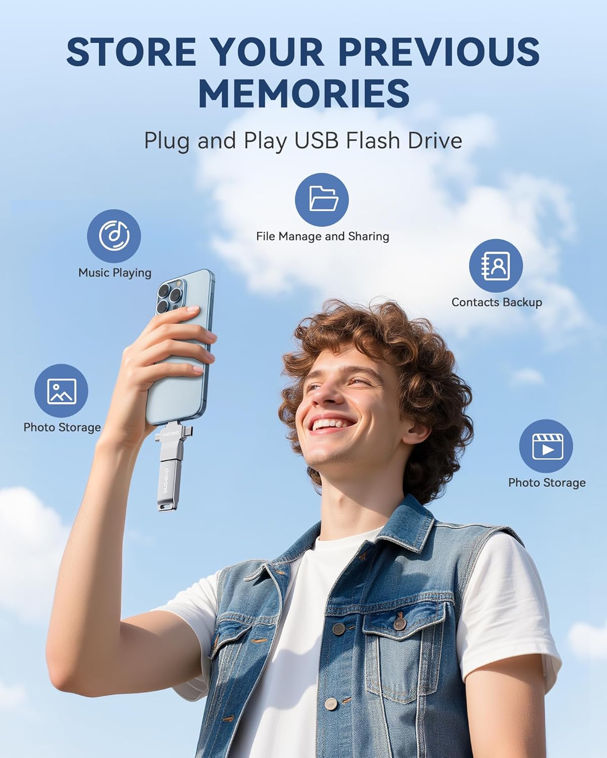 MFi Certified Photo Stick 128GB USB Flash Drive for iPhone, 4 in 1 External Memory Thumb Drive for Picture Video Saver and Backup, High Speed Memory Stick USB Drive for iPhone/iPad/Android/PC (Silver) - Image 4