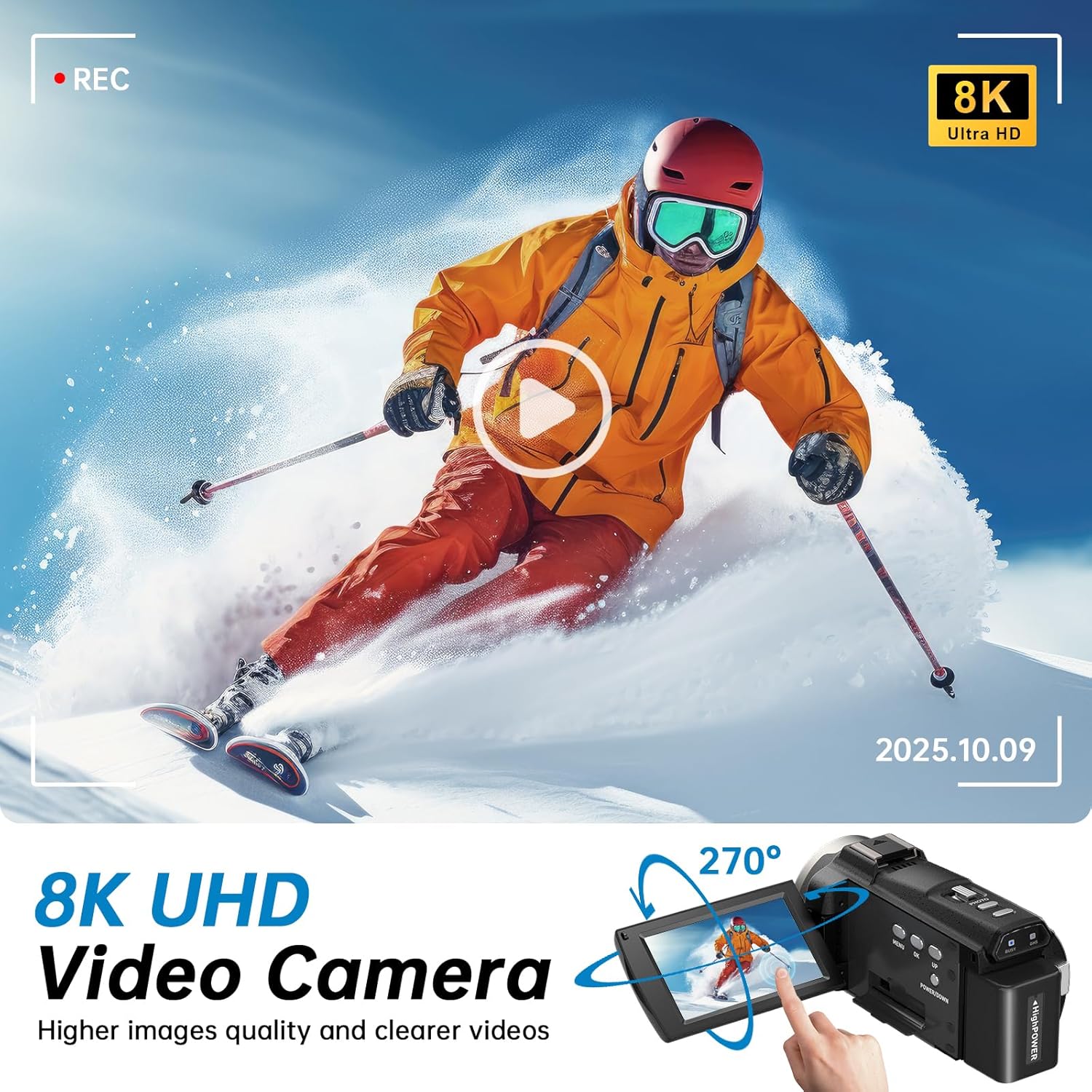 8K Video Camera Camcorder 2025 Latest 88MP Ultra HD Video Cameras Wifi Vlogging Camera for YouTube 18X Digital Video Cameras with 32G Card Microphone 6-Axis Anti-Shake IR Night Vision Video Recorder - Image 2