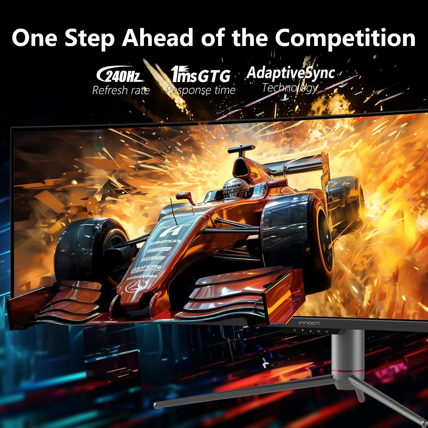 INNOCN 49" 240Hz Curved Monitor Ultrawide Gaming QHD 5120 x 1440P Computer Monitor, R1800, 99% sRGB, HDR400, USB Type C, DisplayPort, HDMI, Built-in Speakers, Height/Tilt Adjustable - 49C1S - Image 6