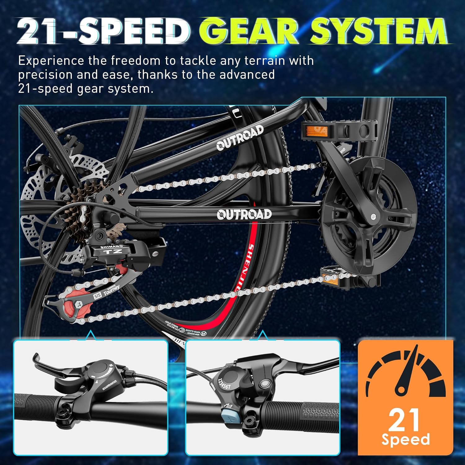 26 Inch Folding Mountain Bike, 21 Speed Full Suspension Bicycle with High-Carbon Steel, Dual Disc Brake Non-Slip Quick Release tire Folding Bicycle for Adults/Men/Women - Image 6