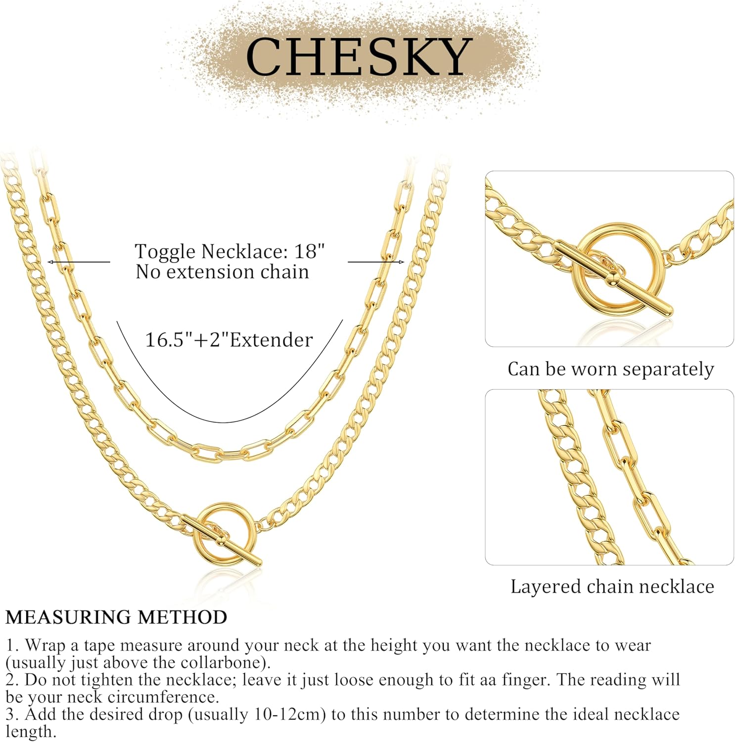 CHESKY Layered Necklaces for Women, 14K Gold Plated Chain Necklace Women Trendy Cuban Link Paperclip Chain Toggle Clasp Necklace Fashion Chunky Jewelry for Women - Image 5