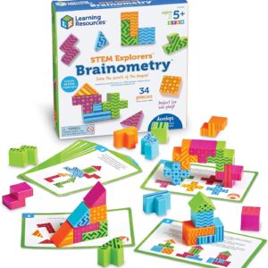 Learning Resources STEM Explorers Brainometry – 3d Puzzle, Brain Games, Brainteaser, Building Logic Toys, Gifts For Boys and Girls, Fine Motor Skills , Pattern Blocks, Math Manipulatives