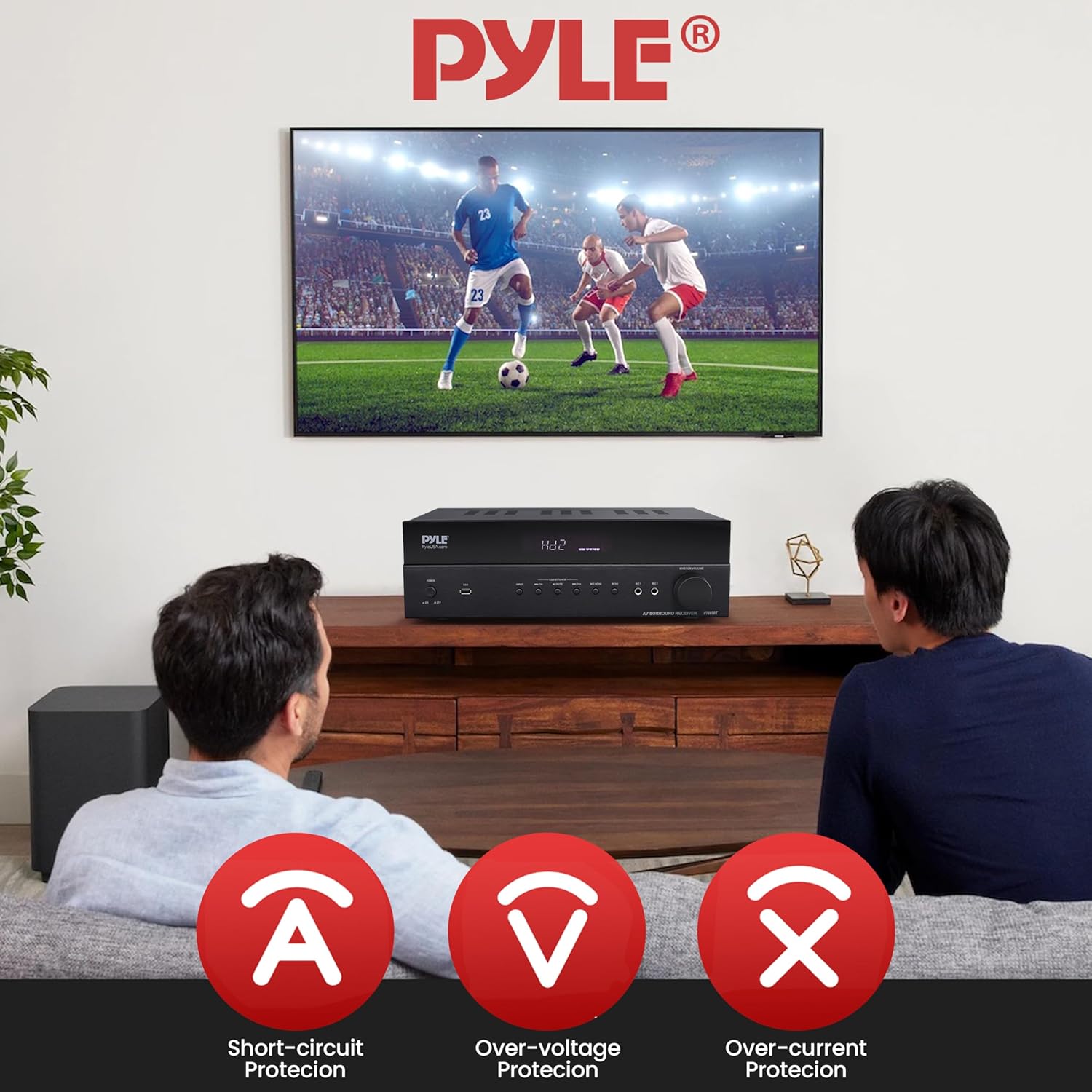 Pyle 5.2 Channel Hi-Fi Home Theater Receiver - 1000W MAX Wireless BT Surround Sound Stereo Amplifier System with 4k Ultra HD Support, MP3/USB/DAC, Ideal for Immersive Home Audio Experience - Image 6