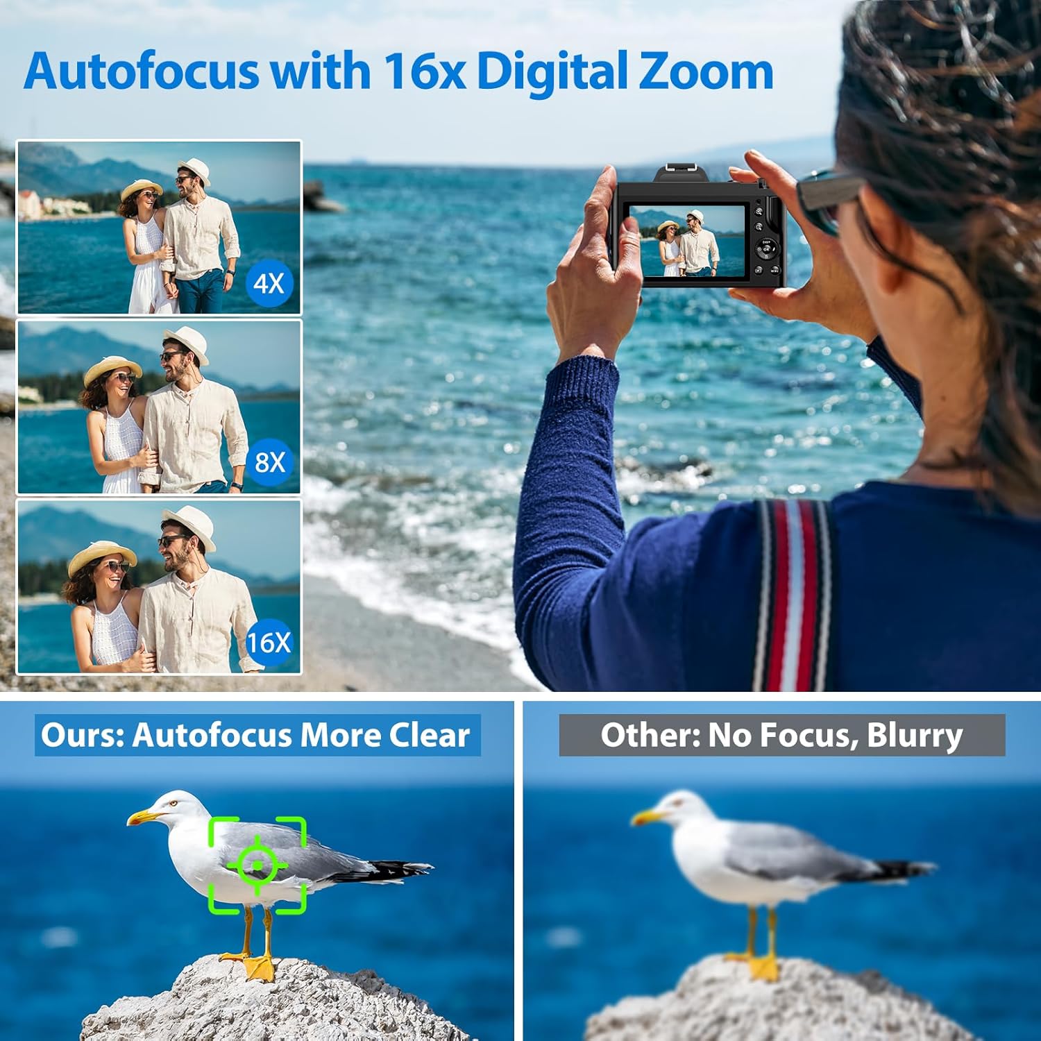 5K Digital Camera WiFi Autofocus Vlogging Camera for YouTube 48MP Camera for Photography and Video, 3.5" Screen Travel Cameras with UV Filter, Anti-Shake,16X Digital Zoom,32GB SD Card,2 Batteries - Image 3