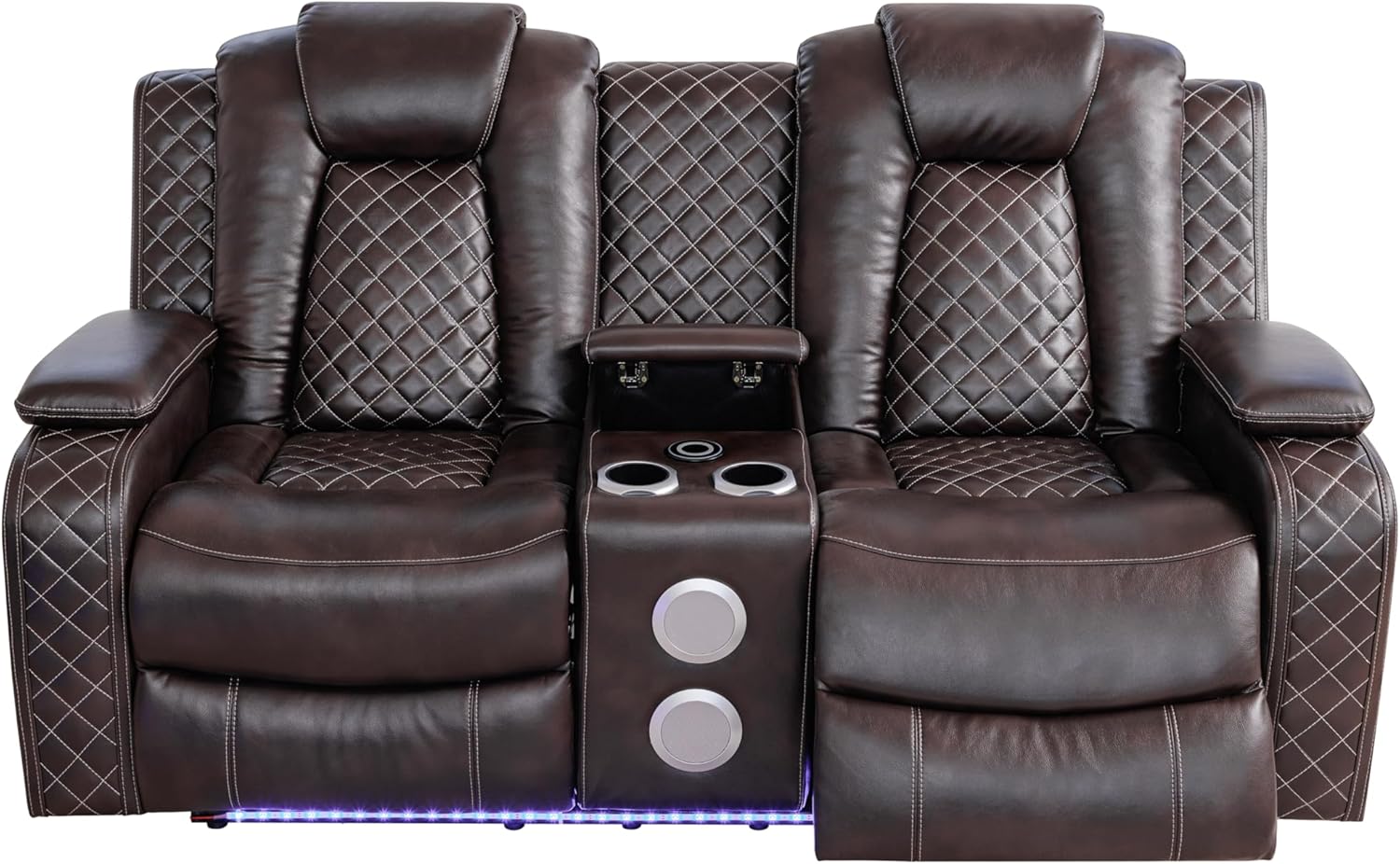 Ball & Cast Power Recliner Sofa Set Leather Reclining Sofa Set Living Room Furniture Set 3PCS Recliner Couch Loveseat & Chair Sets with Coffee Table,Reading Light,Cup Holders for Home Theater Seating - Image 8