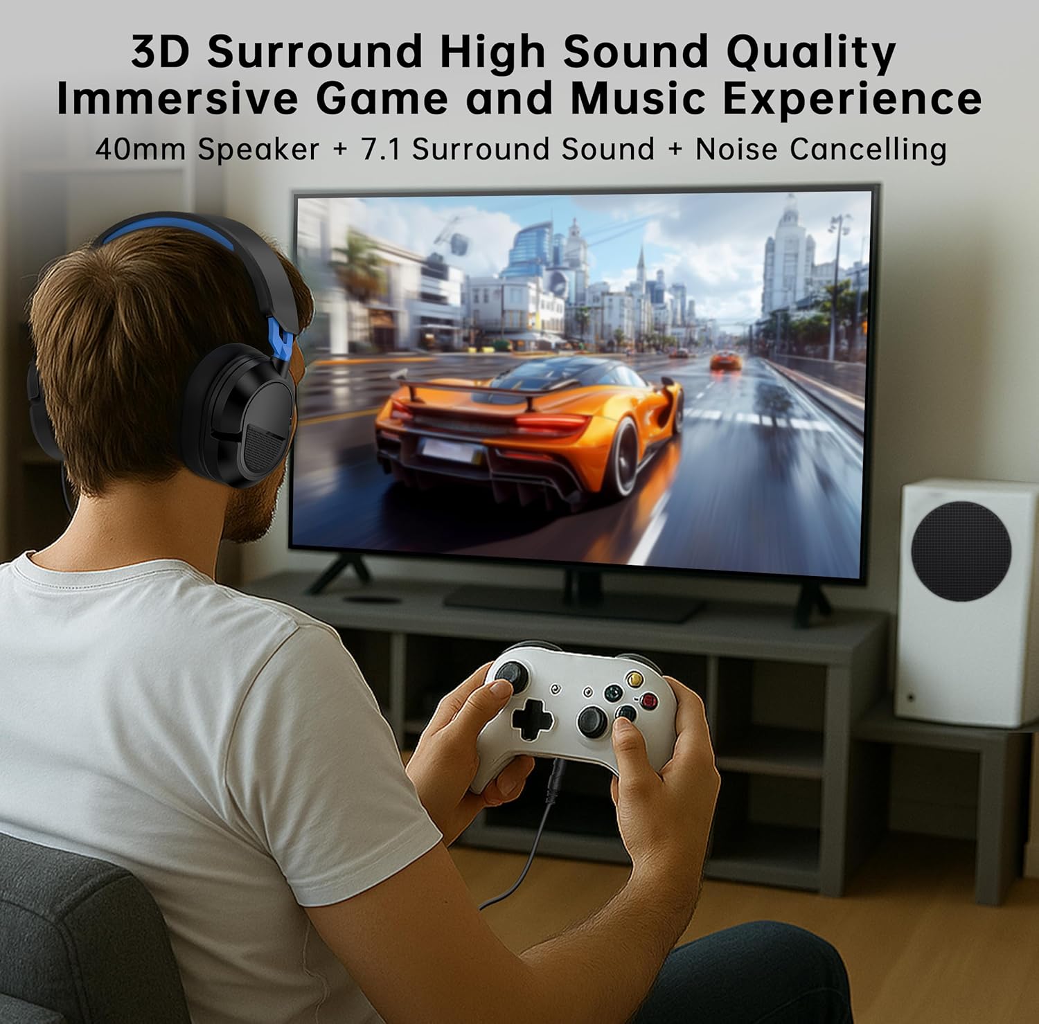 Gaming Headset for PS5、PS5Pro、PS4、Xbox Series X、Xbox Series S/One、PC 207g Headset with Clear Mic for Work 𝟐𝟎𝟐𝟔 𝐔𝐩𝐠𝐫𝐚𝐝𝐞 Wired Gaming Headphones with Mic、3.5mm Splitter、79in Cable.Gamer Gifts - Image 3